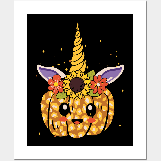 Unicorn pumpkin halloween Wall Art by Teewyld